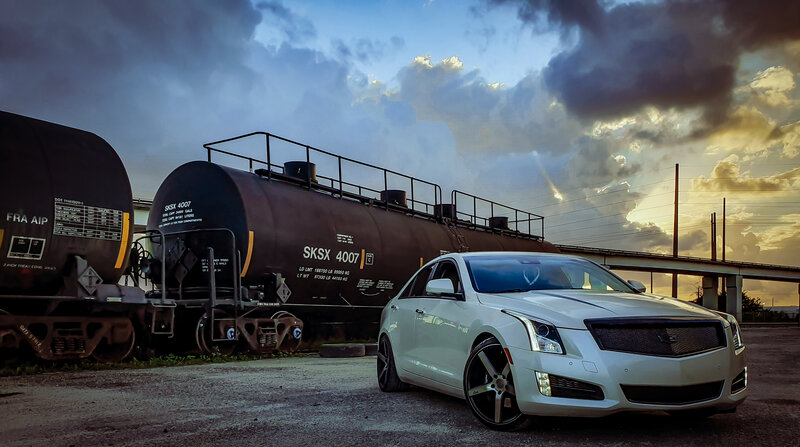 White Cadillac Car — Dramatic