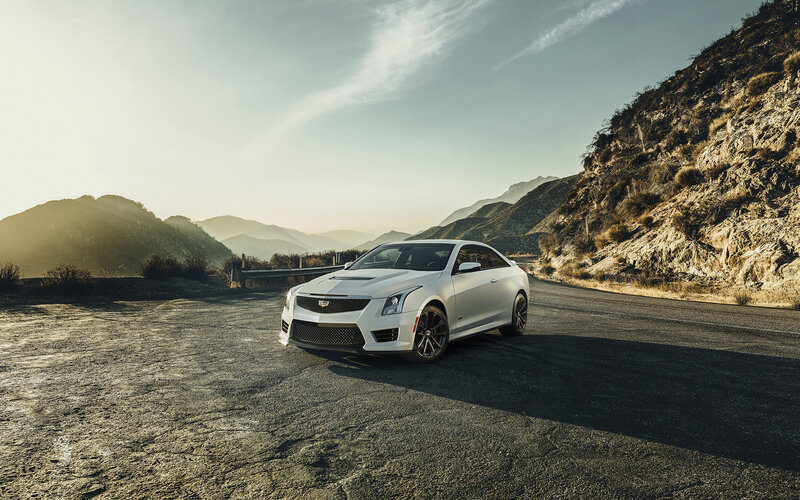 White Cadillac Coupe — Dramatic, Sunset