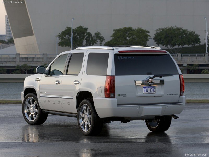 white cadillac escalade hybrid