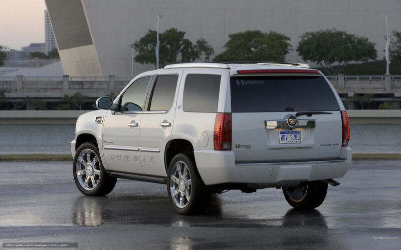 White Cadillac Escalade Hybrid