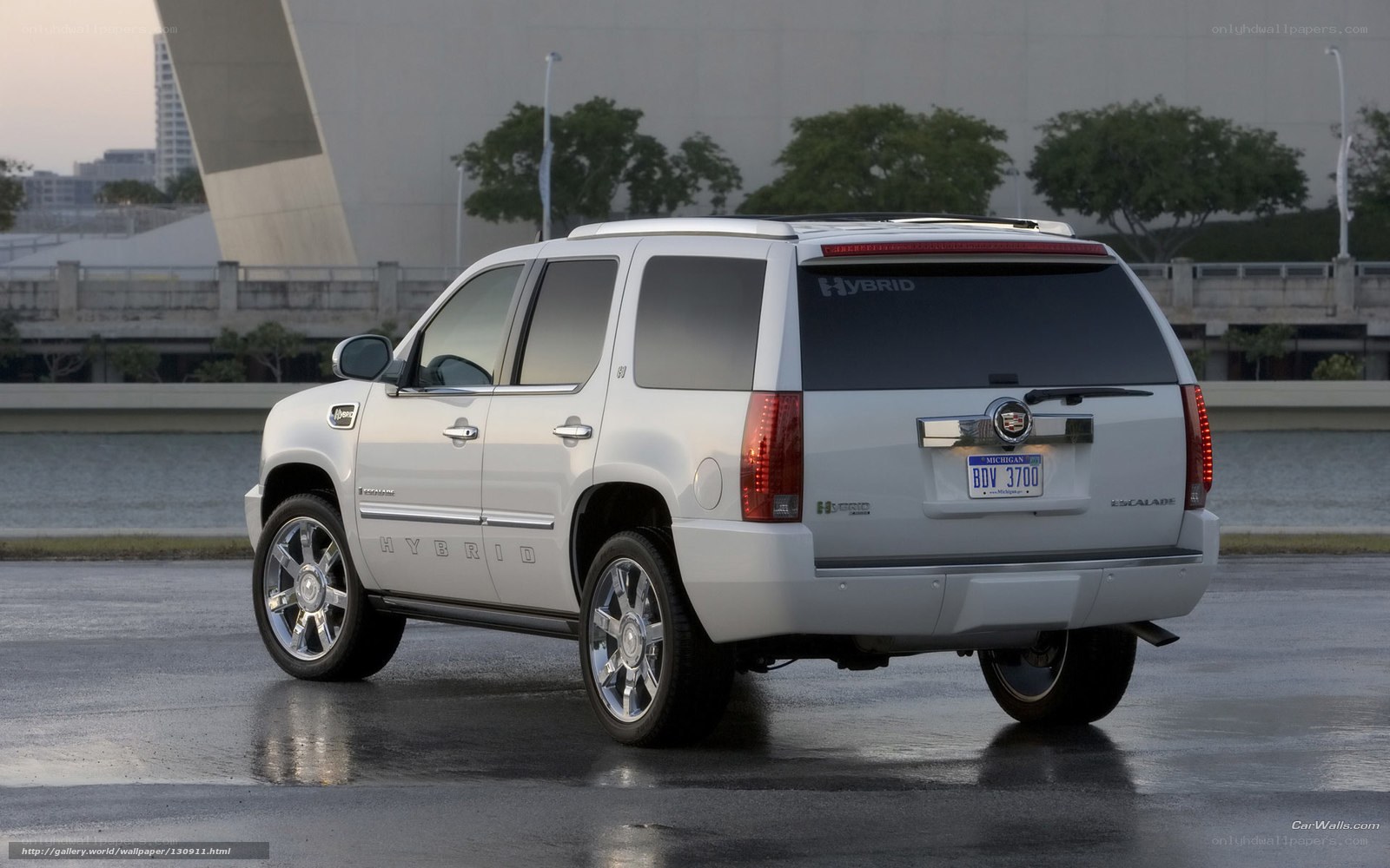 White Cadillac Escalade Hybrid