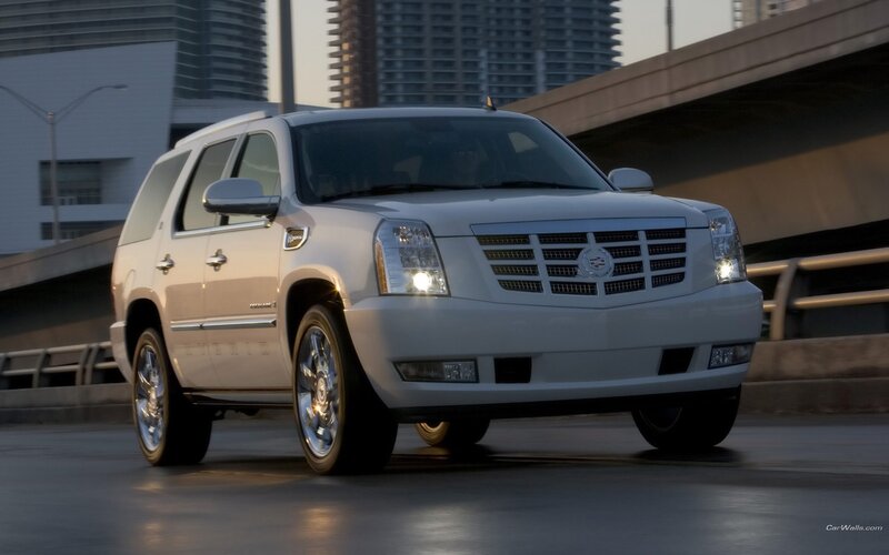 White Cadillac Suv — Dramatic, Sunset