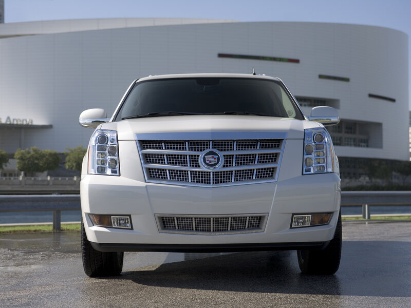 White Cadillac SUV front view