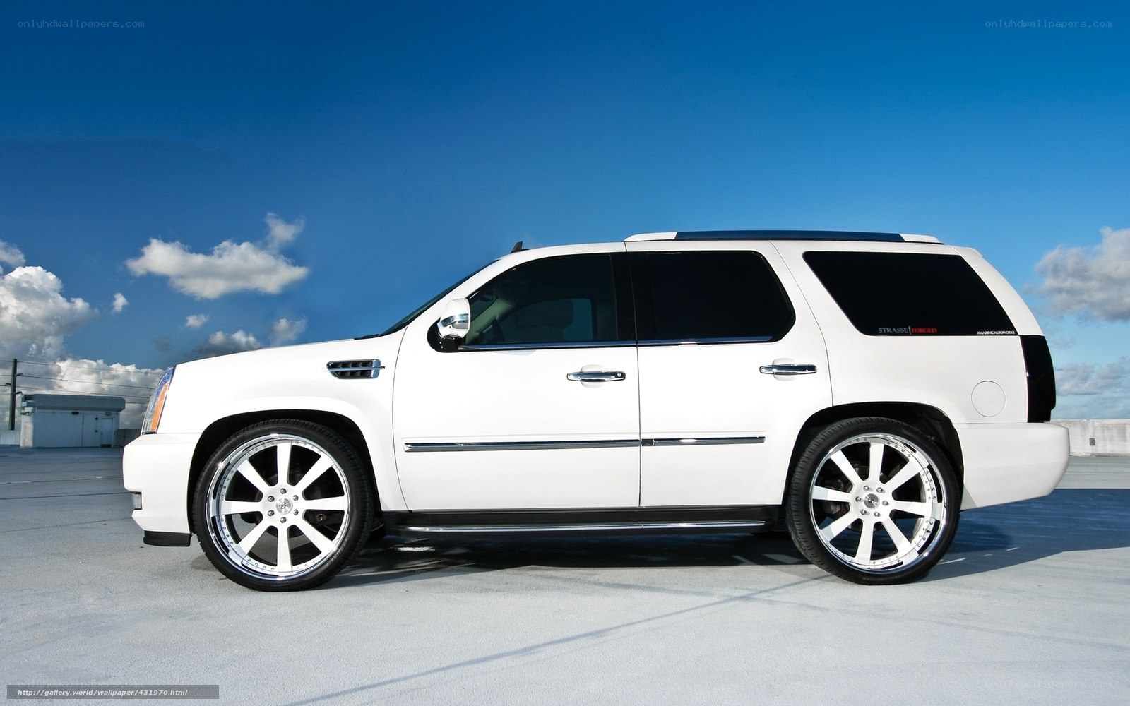 white cadillac suv