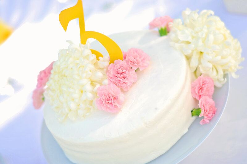 White Cake with Flowers