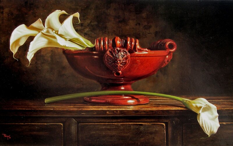 White Calla Lilies in Bowl