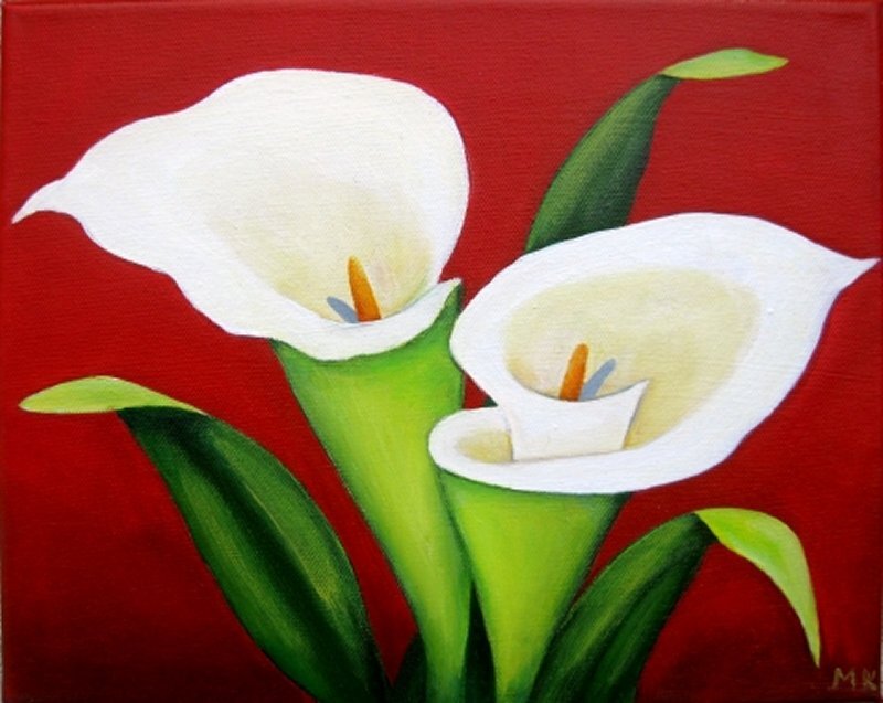White Calla Lilies — Red, Calm