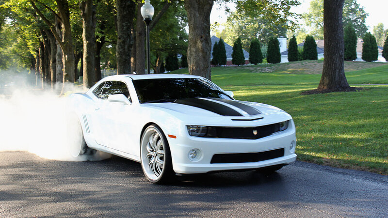 White Camaro Car — Dramatic, Afternoon, Photograph