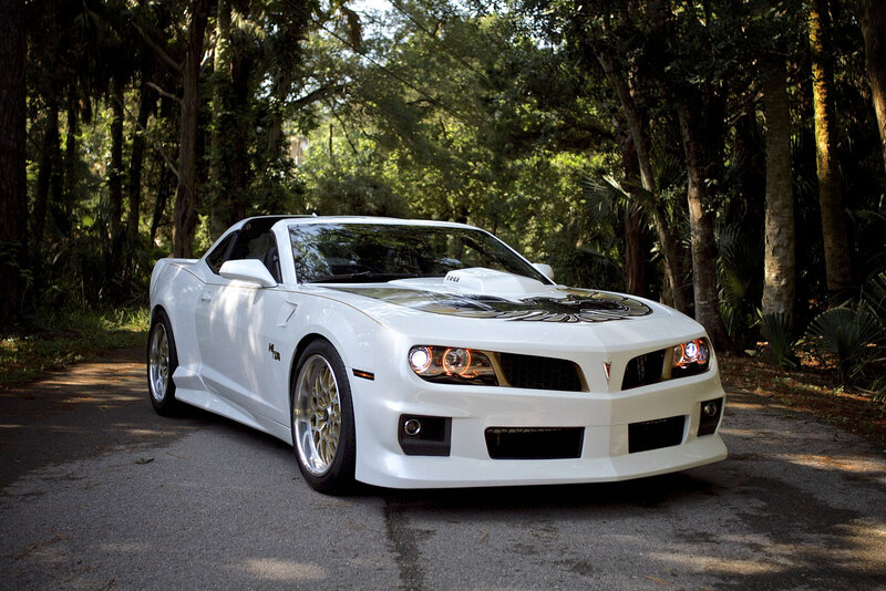 White Camaro Car — Dramatic, Afternoon, Photograph, Trees