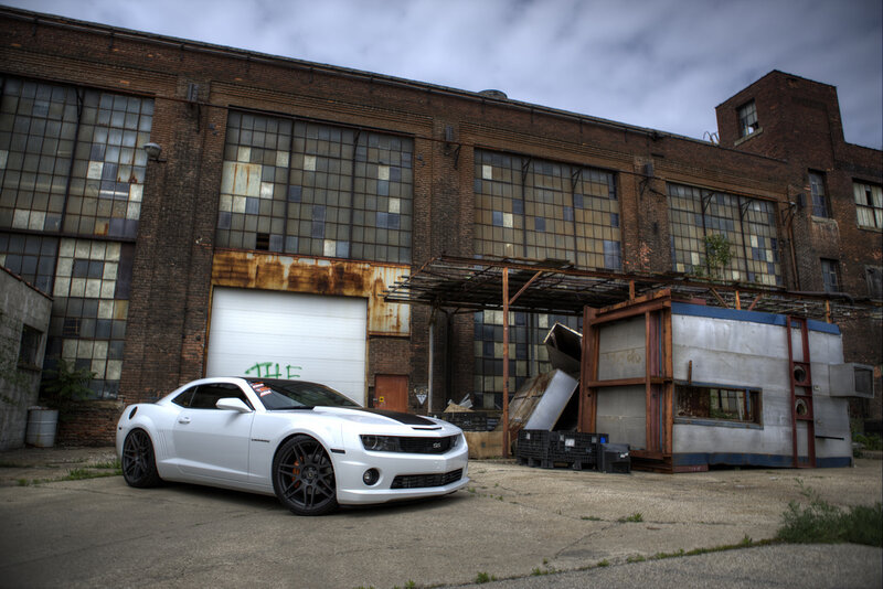 White Camaro Car — Dramatic, Afternoon
