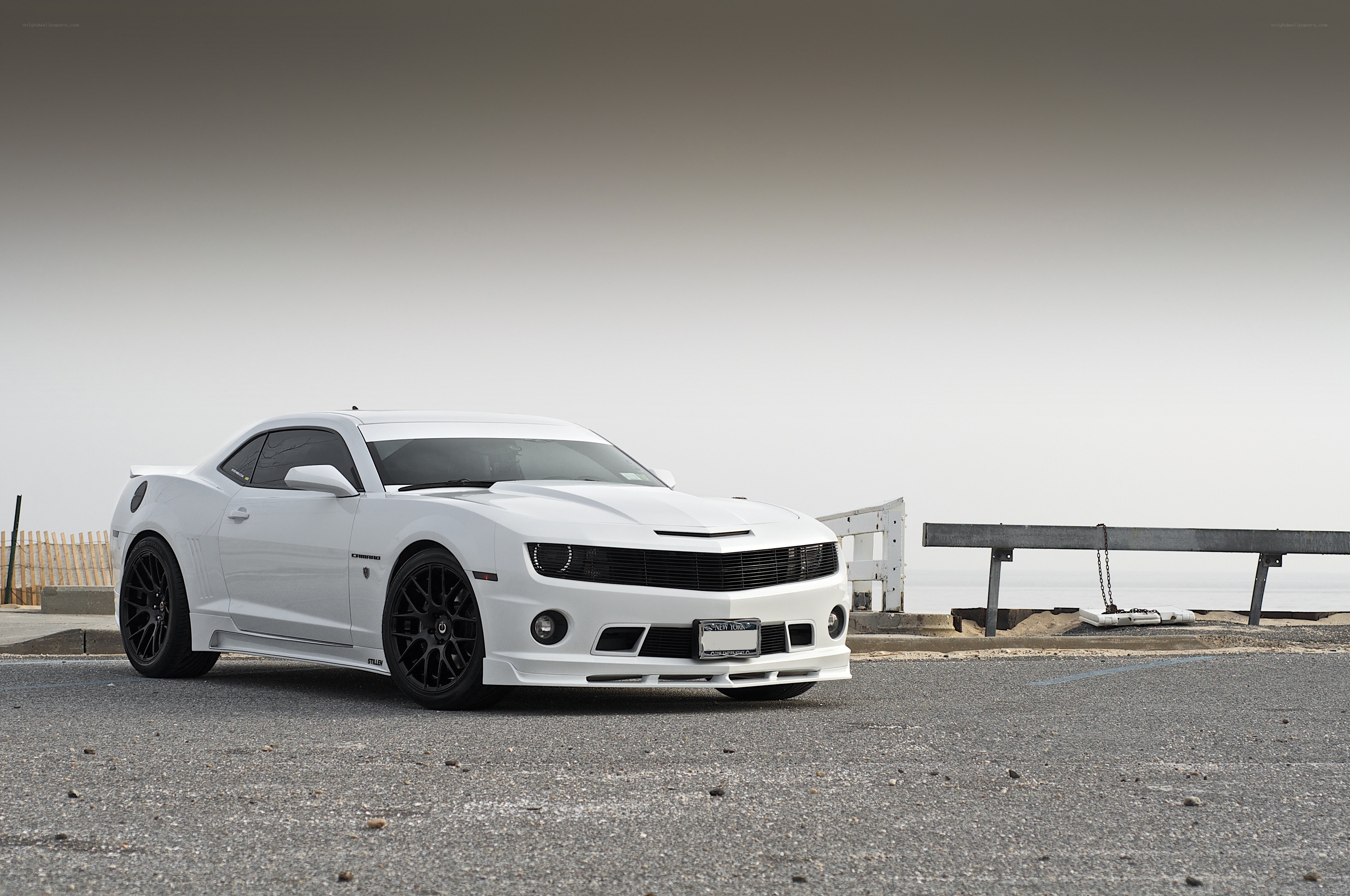 White Camaro on the coast