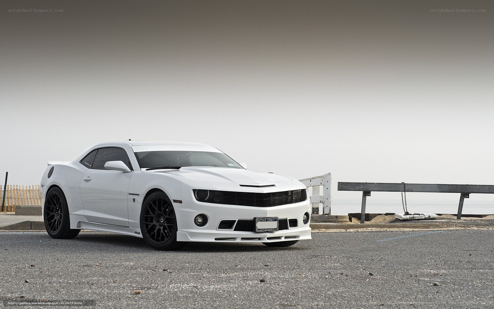 White Camaro on the coast