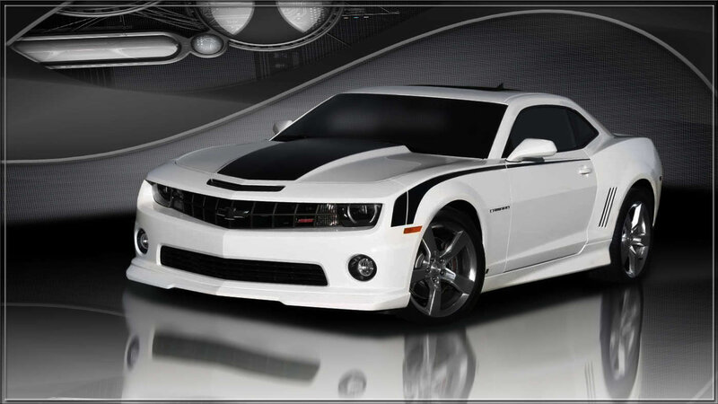 White Camaro with black stripes