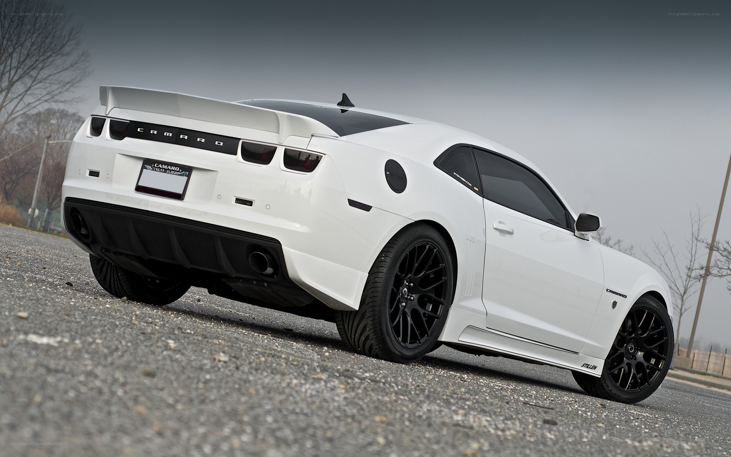 white camaro with black wheels