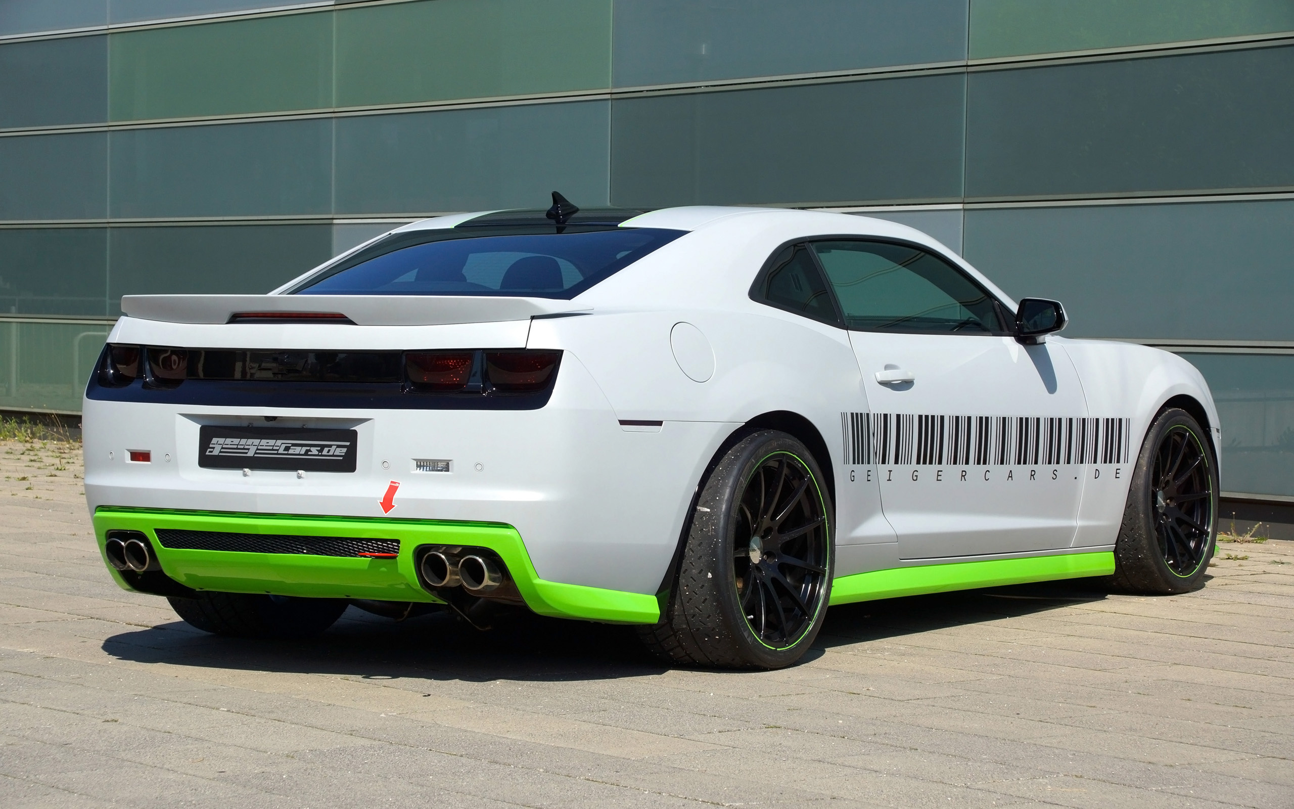 white camaro with green accents