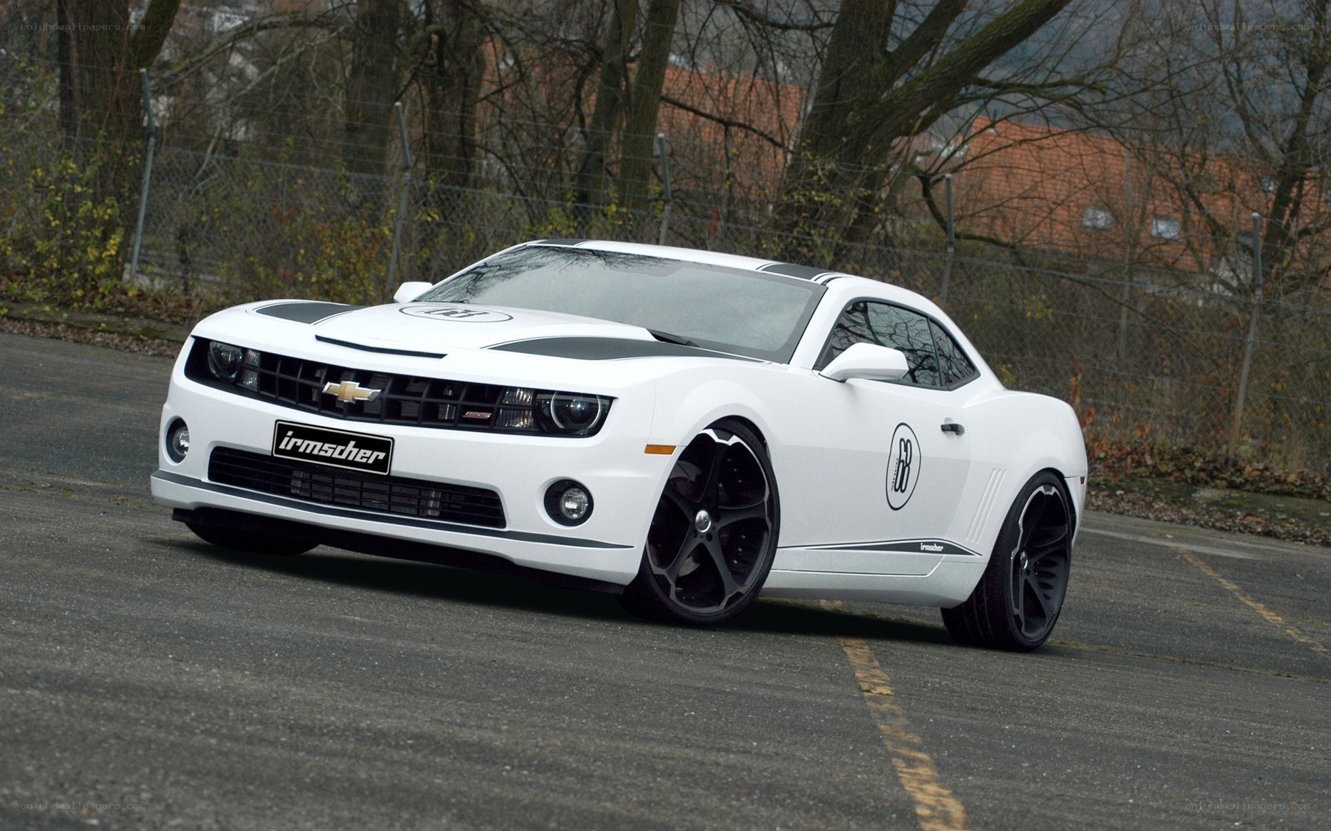 white camaro with irmischer branding