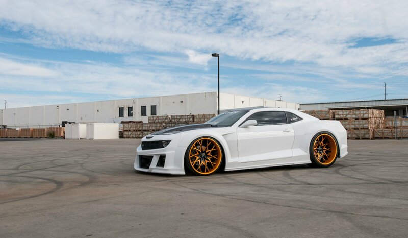 White Camaro with Orange Wheels