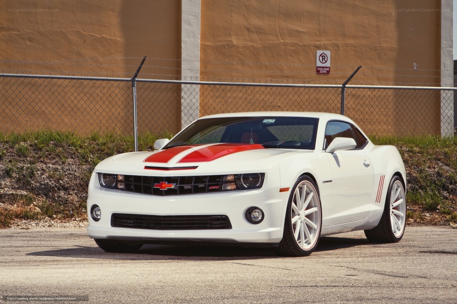 white camaro with red stripes