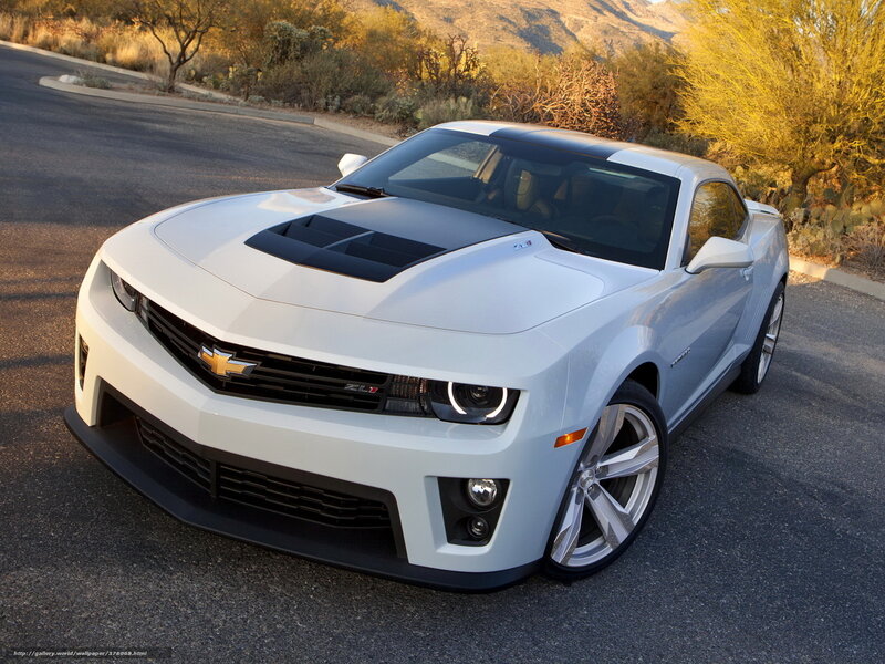 White Camaro ZL1 on desert road