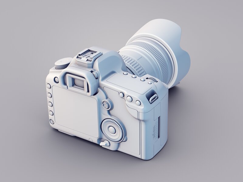 White Camera with Lens