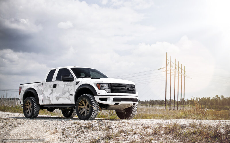 White camo Ford Raptor truck