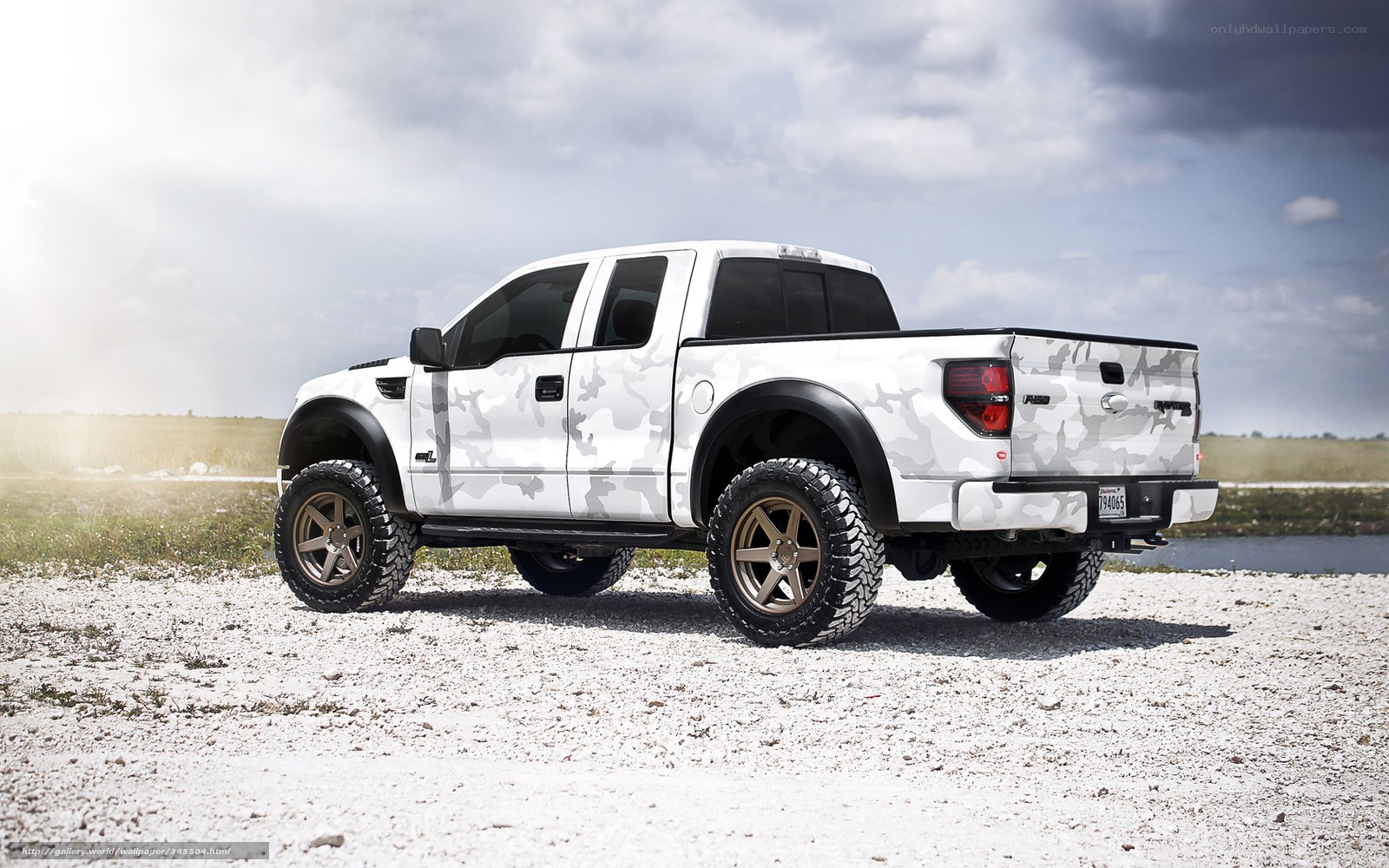 white camo pickup truck