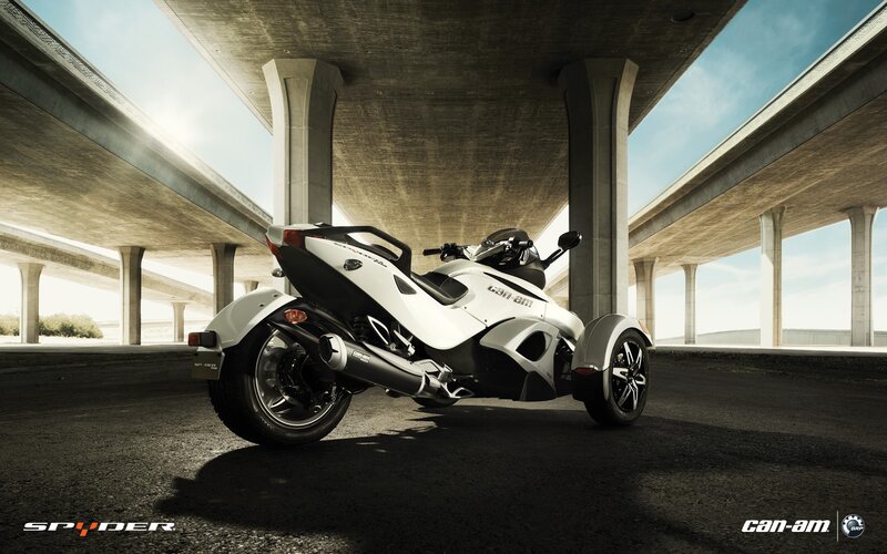 White Can-Am Spyder under highway