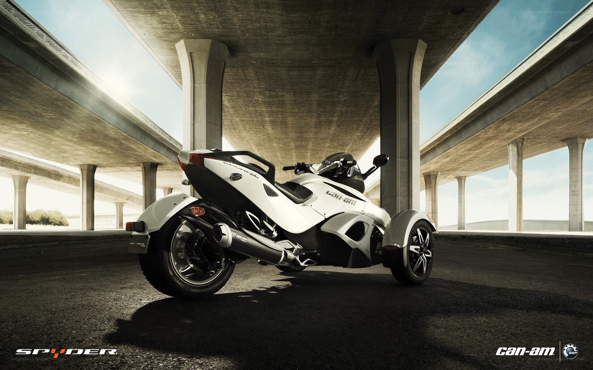 White Can-Am Spyder under highway