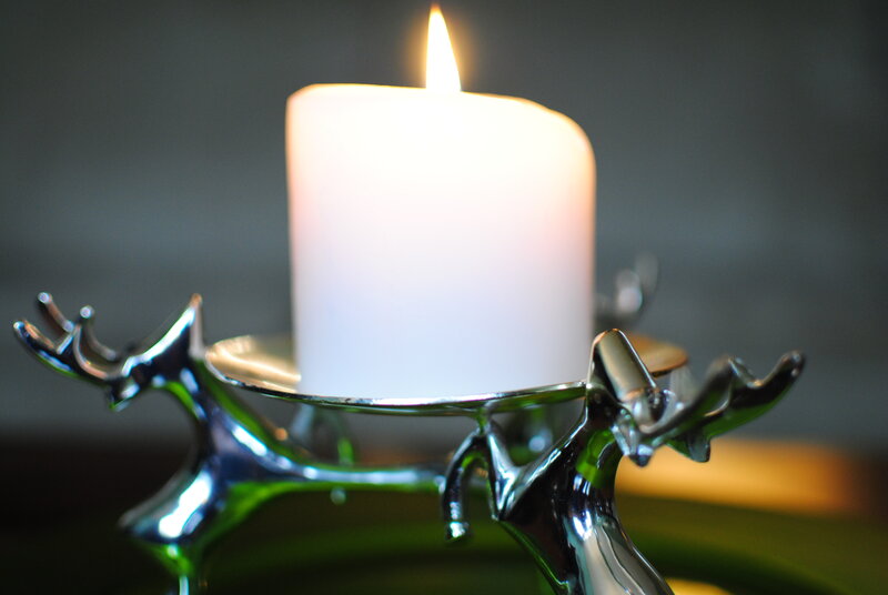 White Candle in Holder