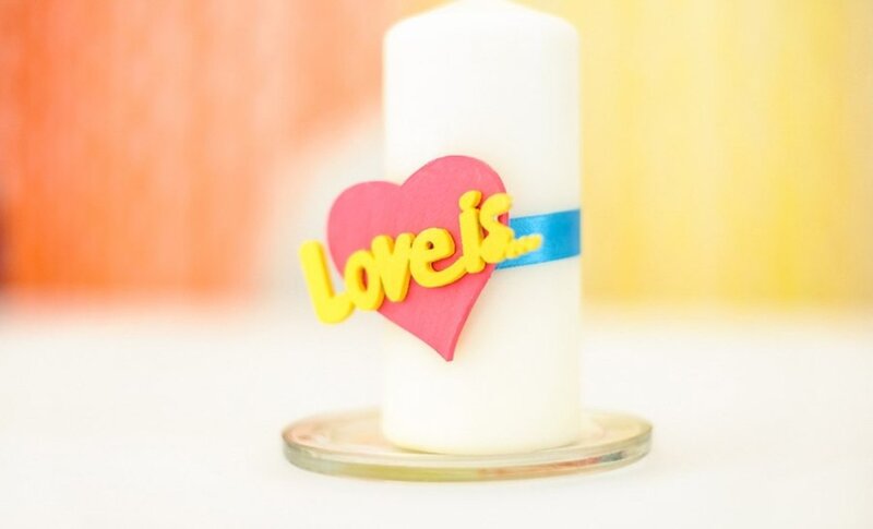 White Candle with Heart