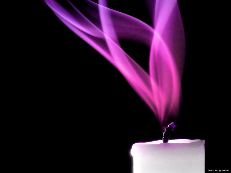 White Candle with Purple Smoke — Dramatic