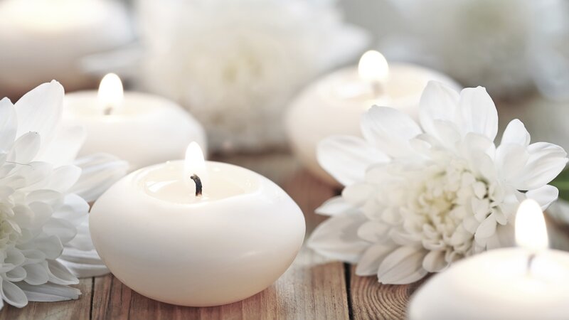 White Candles and Flowers — Serene