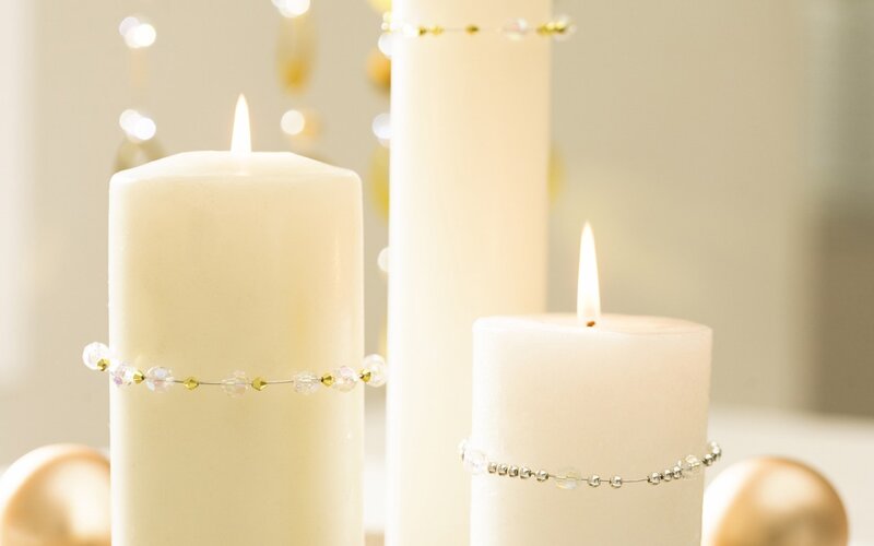 White Candles with Beads — Serene
