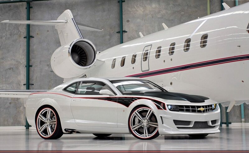 White car and private jet