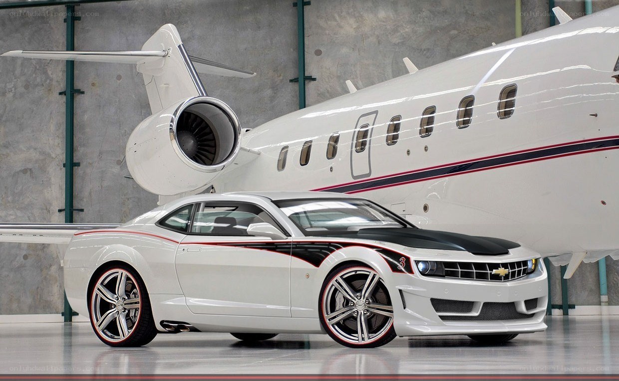 White car and private jet