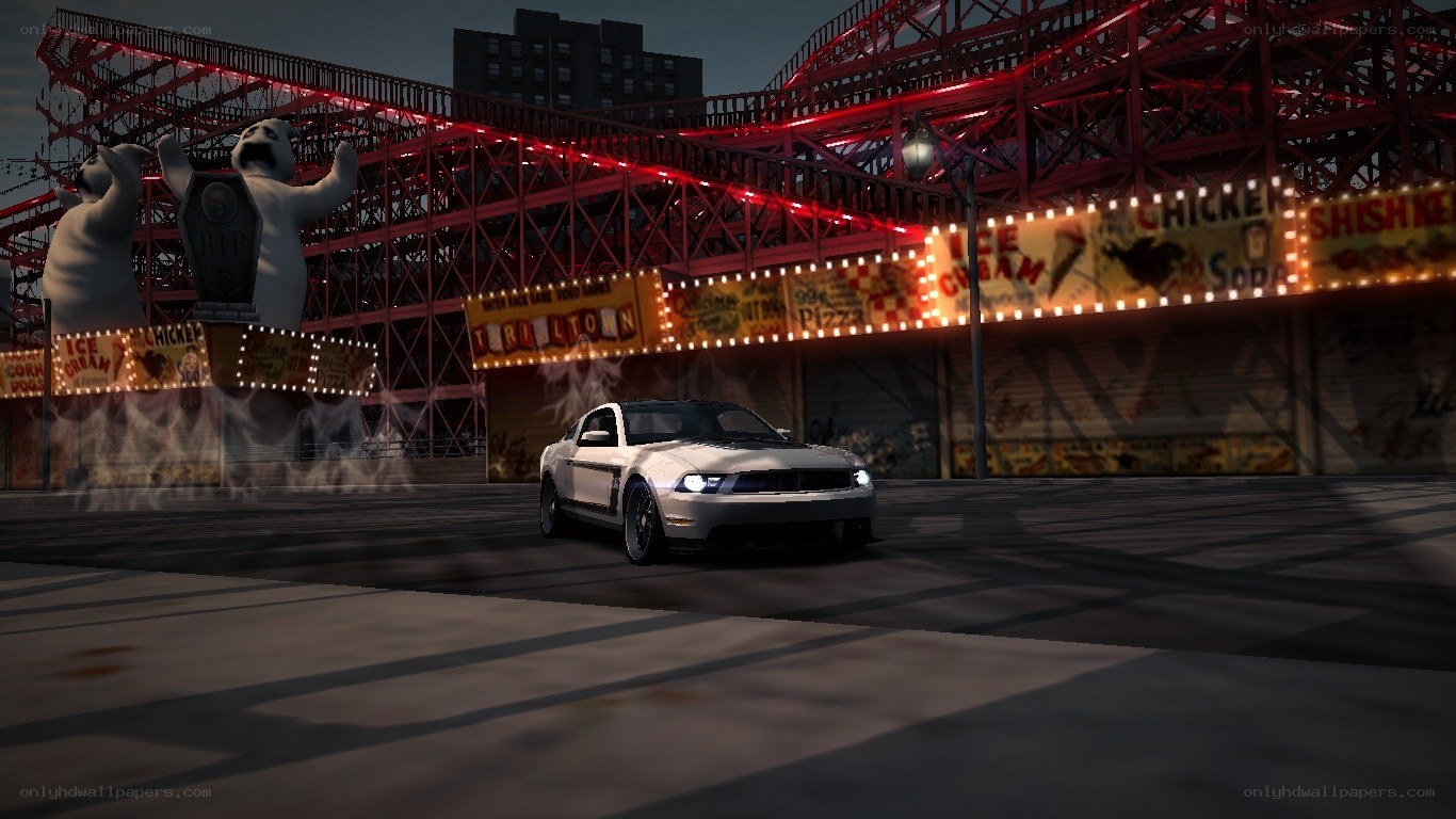 White car at amusement park