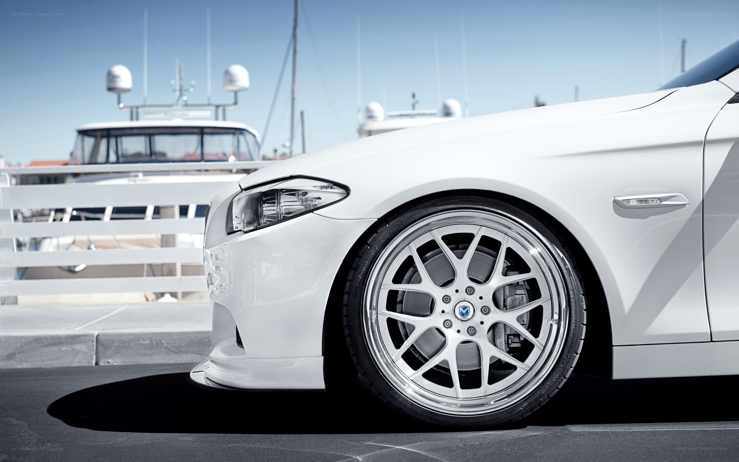 white car at marina