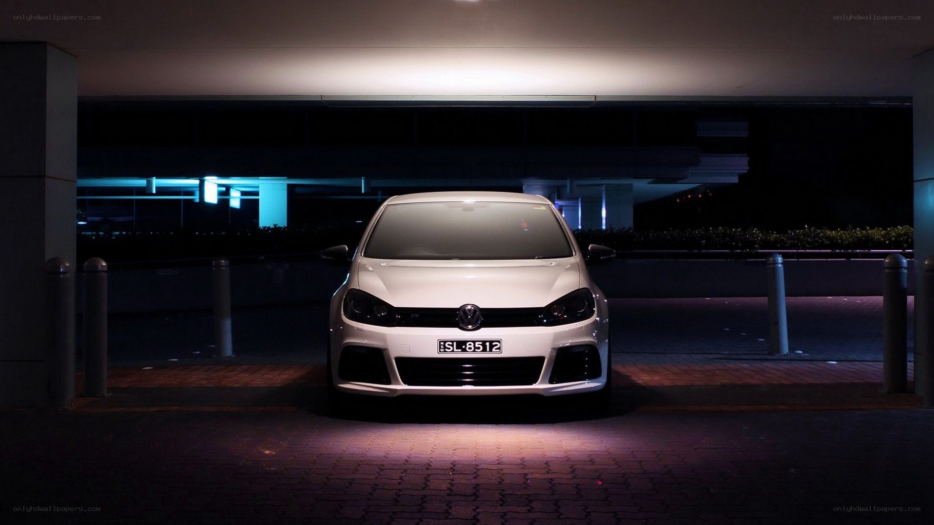 White car at night