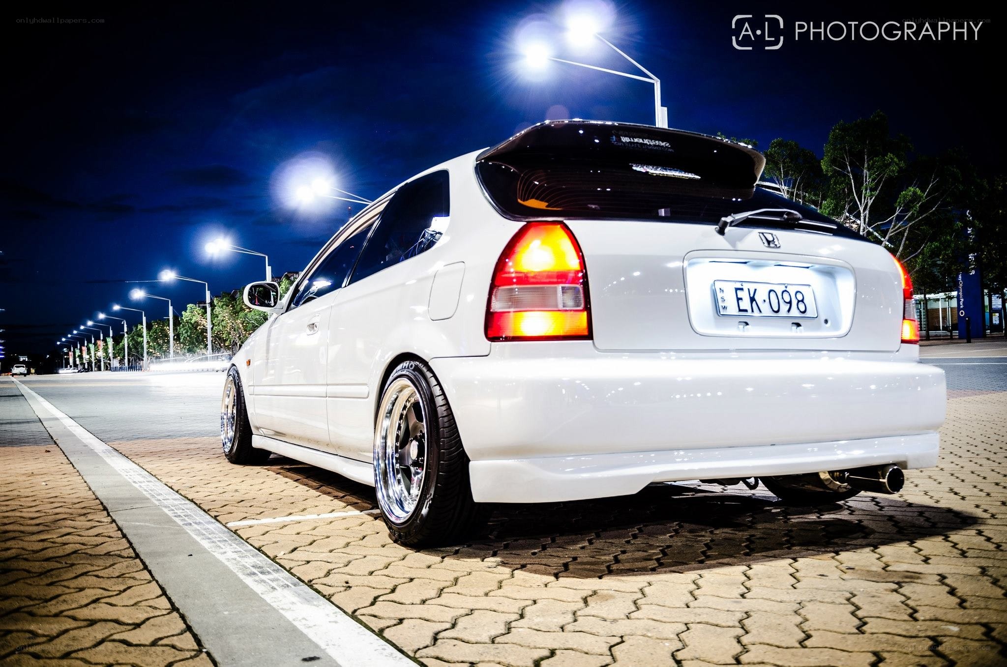 white car at night