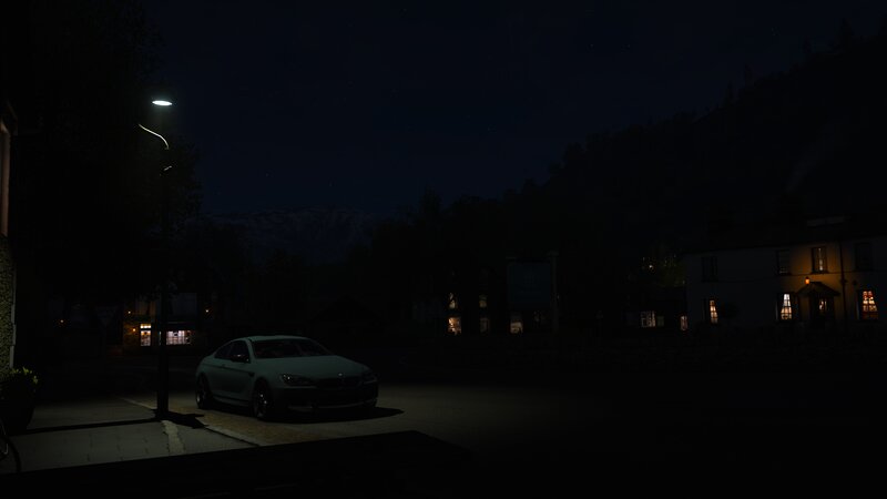 White Car at Night — Black, Dark, Quiet
