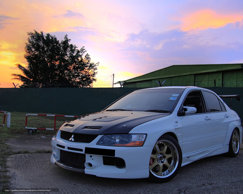 white car at sunset