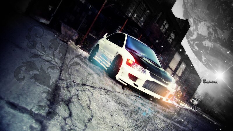 white car drift art