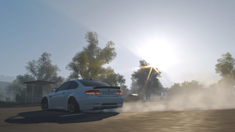 White Car Drifting — Dramatic