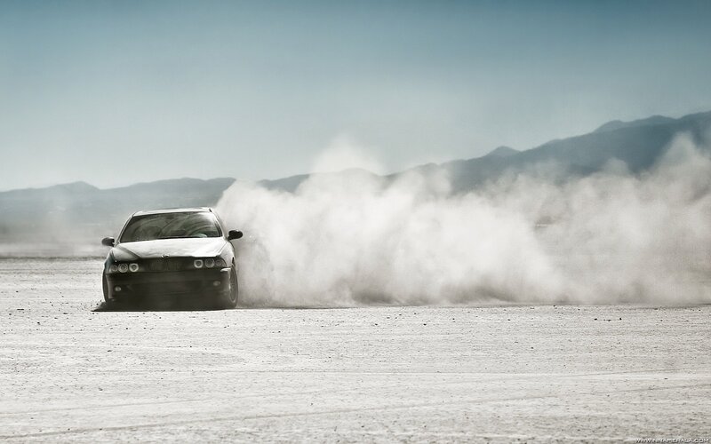 White Car Drifting — Gray