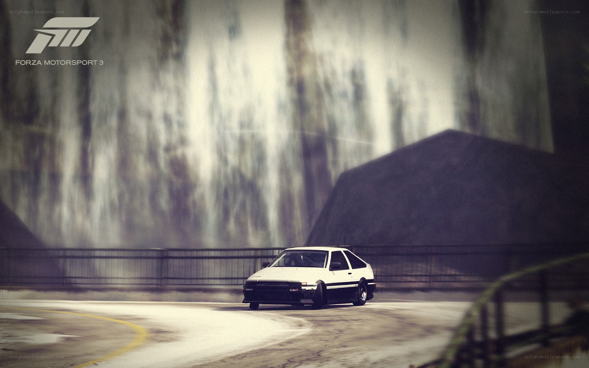 White car drifting in tunnel