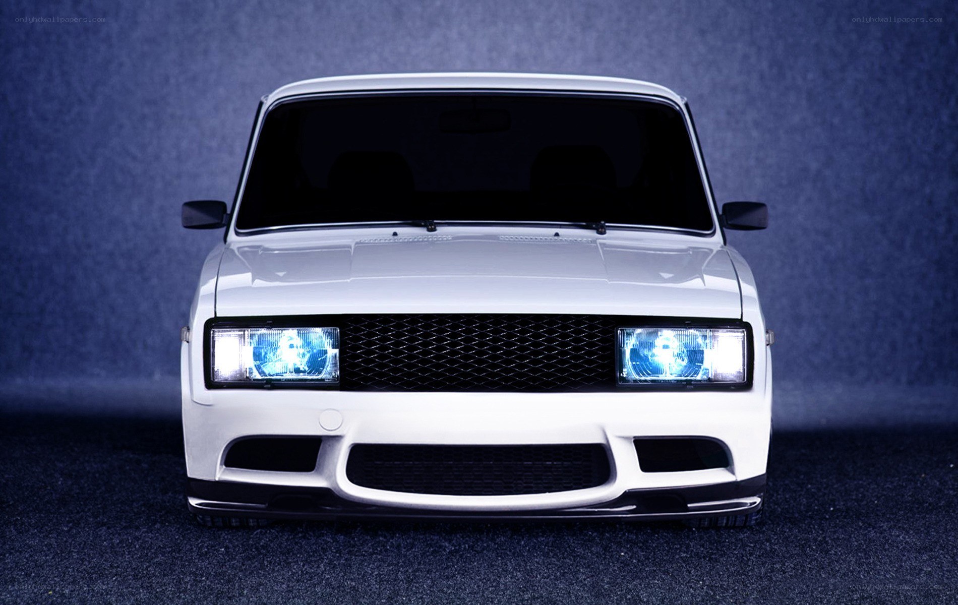 white car front view