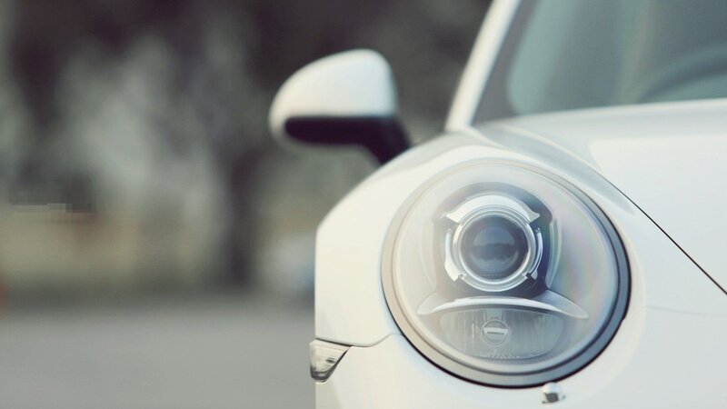White Car Headlight — Calm, Photograph
