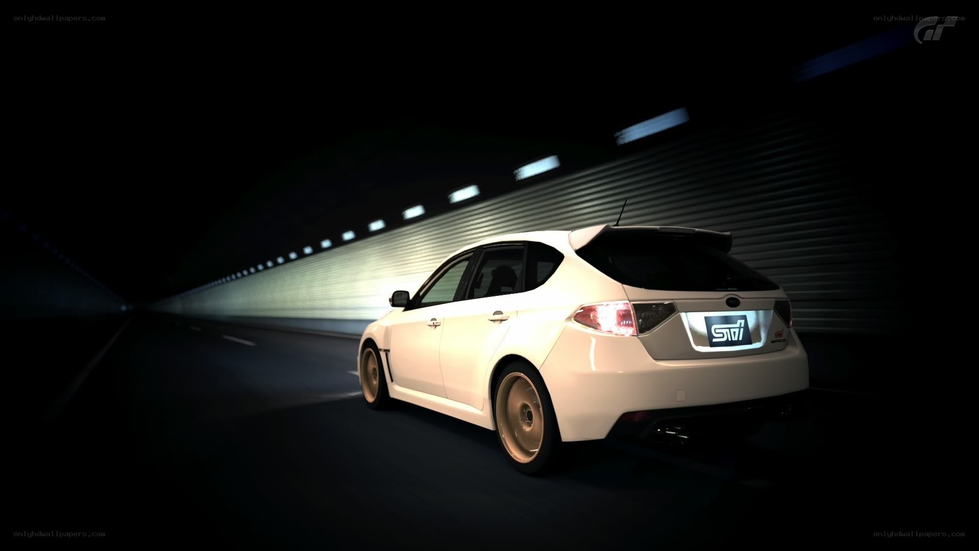White car in a tunnel
