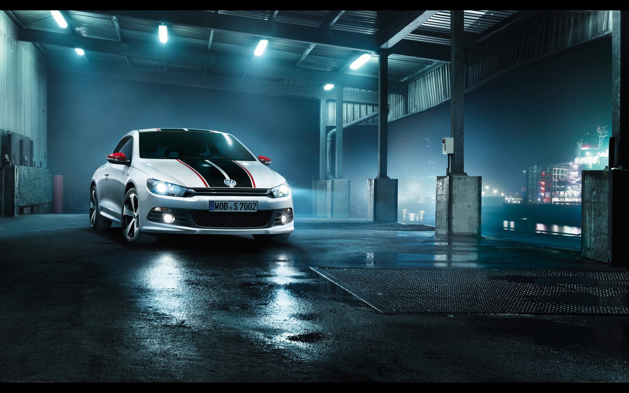White car in a warehouse
