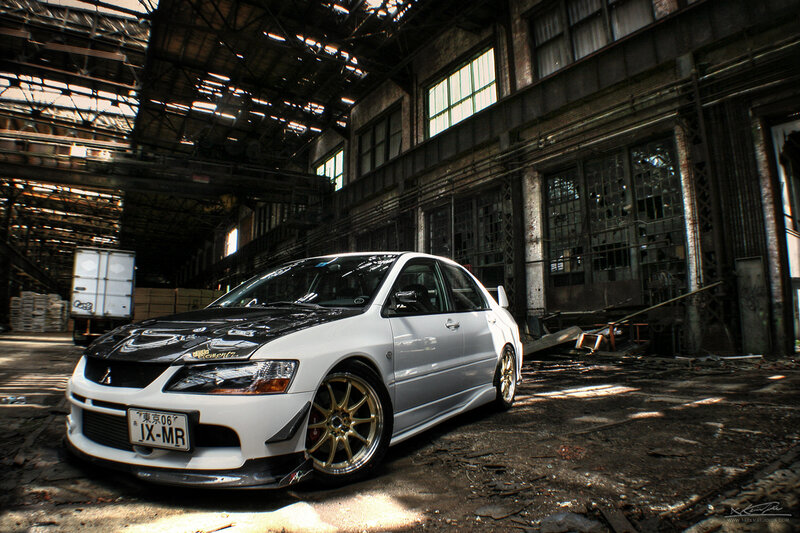White car in abandoned factory